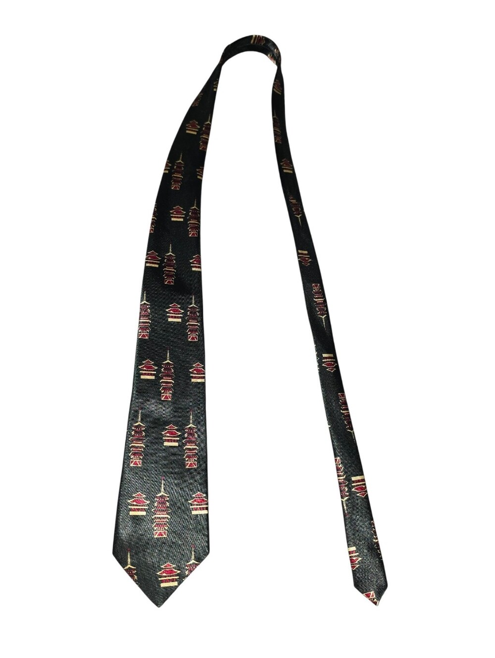 6/8/70. K.M. Milano Black Patterned Men's Silk Tie